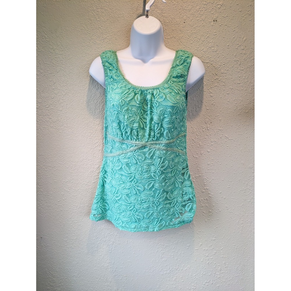 Vtg‎ Maurices Babydoll Top Womens Medium Lace Tank Fairy Y2K Grunge Green